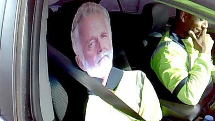 Cardboard Cut-Out in Car